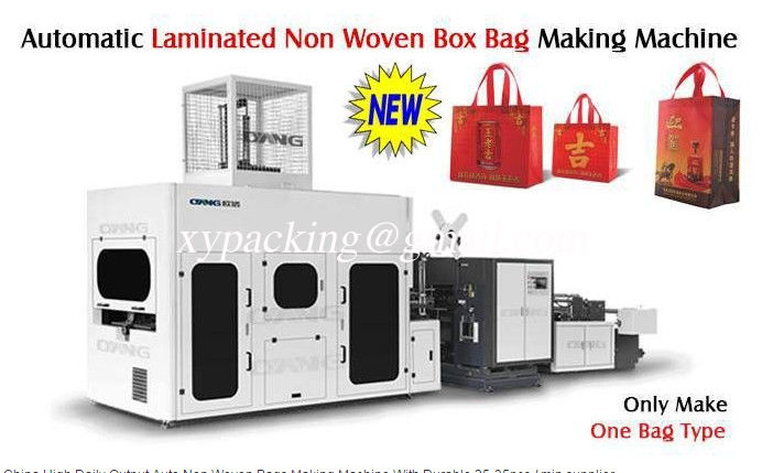 Full Automatic Laminated Non Woven Box Bag Making Machine With Handle Attached